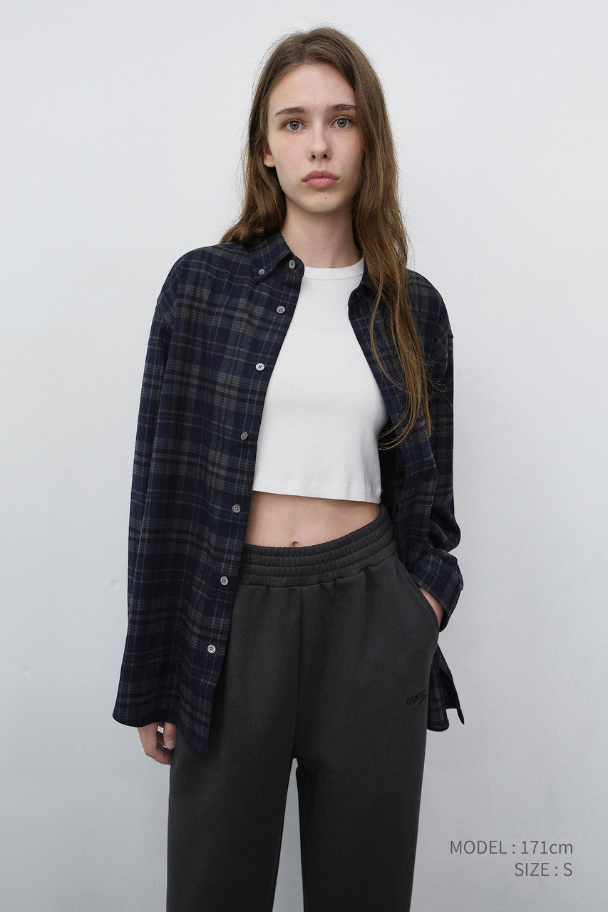 Dunst Unisex Checked Flannel BD Shirt Dark Navy