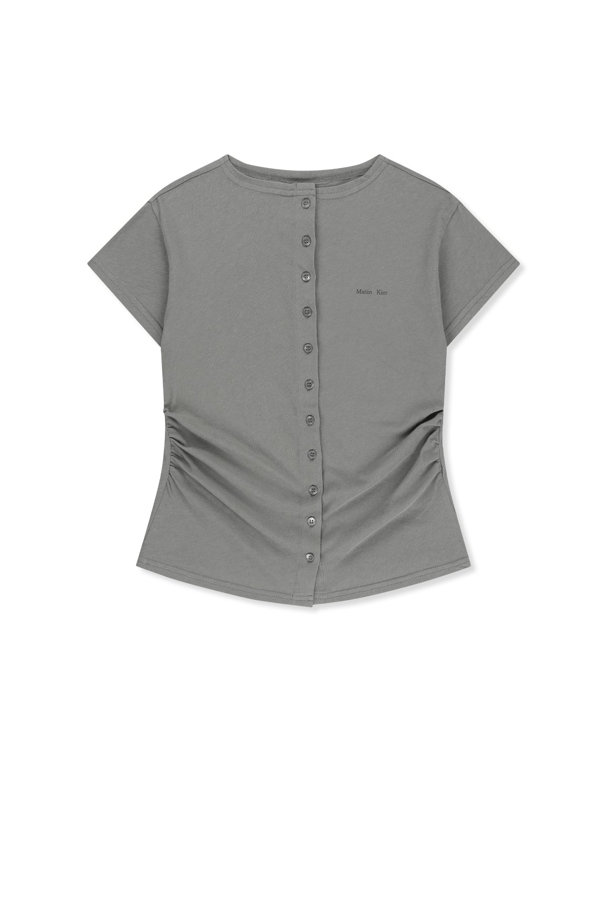 Matinkim Side Shirring Button Top IN Grey