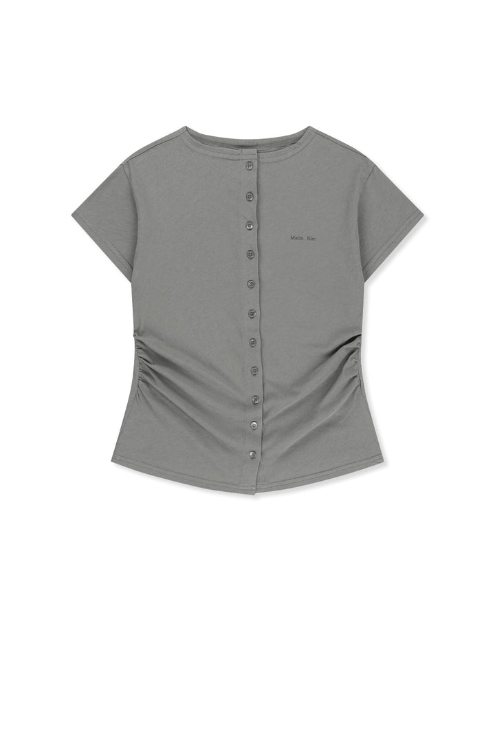 Matinkim Side Shirring Button Top IN Grey