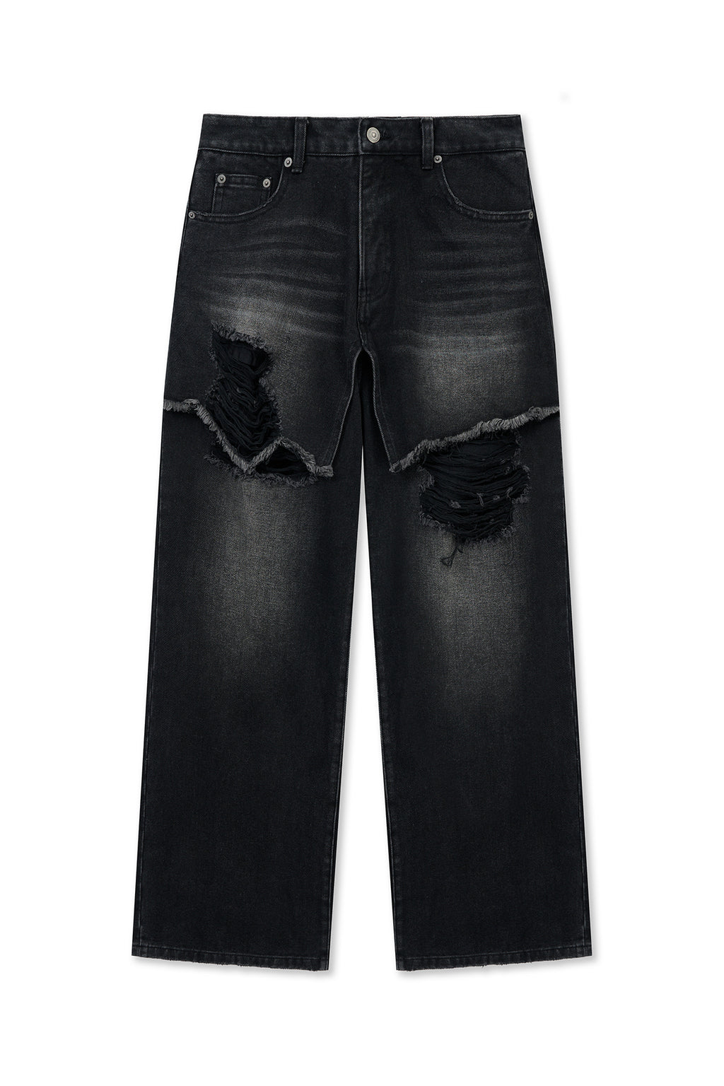 Matinkim Front Layered Distressed Denim Pants IN Black