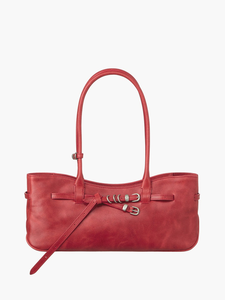 MARGESHERWOOD Grandma Used Shoulder Bag apple red pull-up