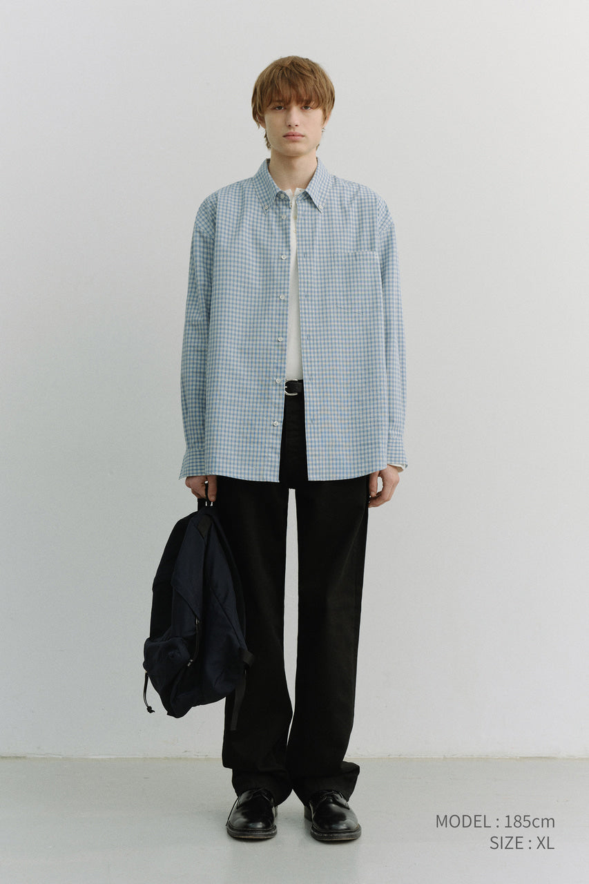 Dunst Unisex Oversized BD Checked Shirt Soft Blue Check