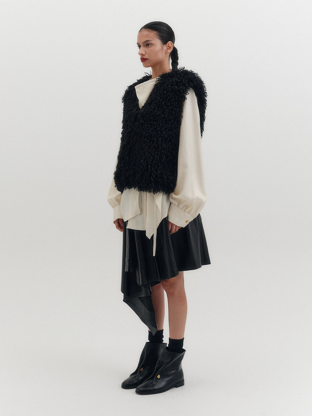 EENK Soft Fox Fur Vest - Black