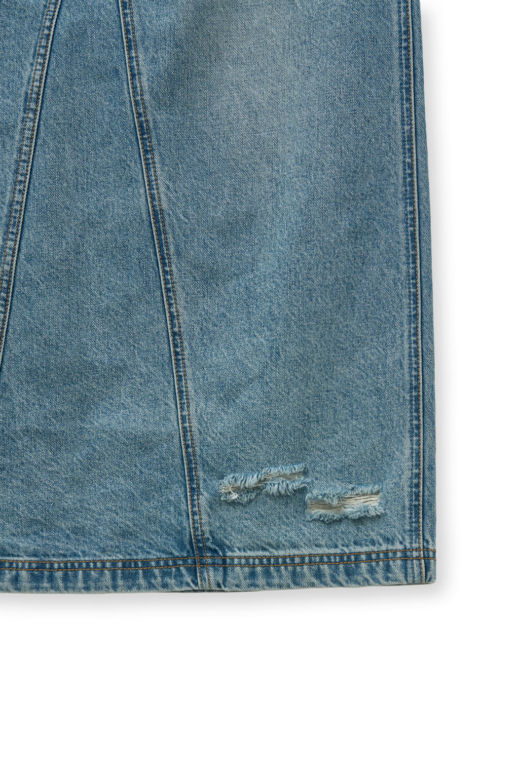 [matinkim] DAMAGE POINT LONG DENIM SKIRT IN BLUE