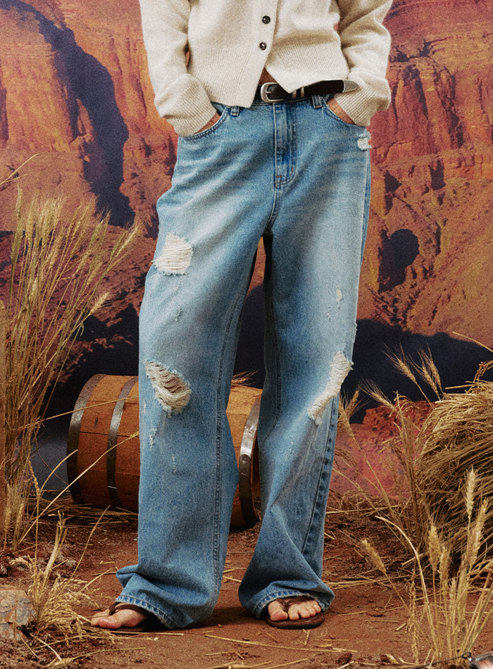 Mango Maniplease Tobo Destroyed Jeans Blue