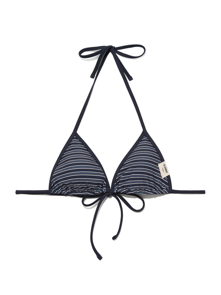 GLOWNY G Encore Stripe Bikini Top (Navy Stripe)