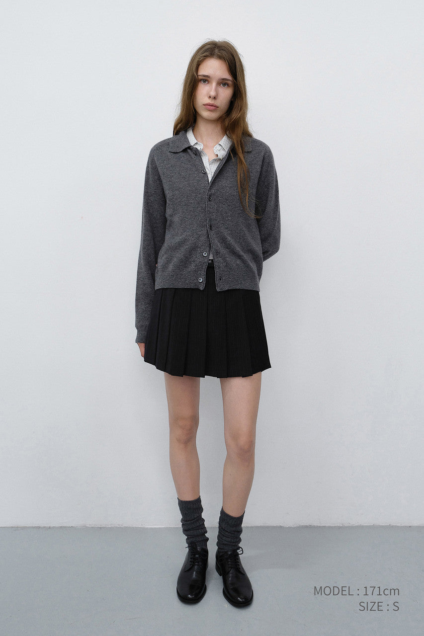 Dunst Unisex Collared Knit Cardigan Melange Grey