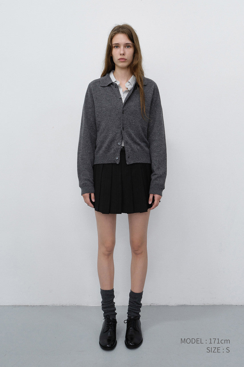 Dunst Unisex Collared Knit Cardigan Melange Grey