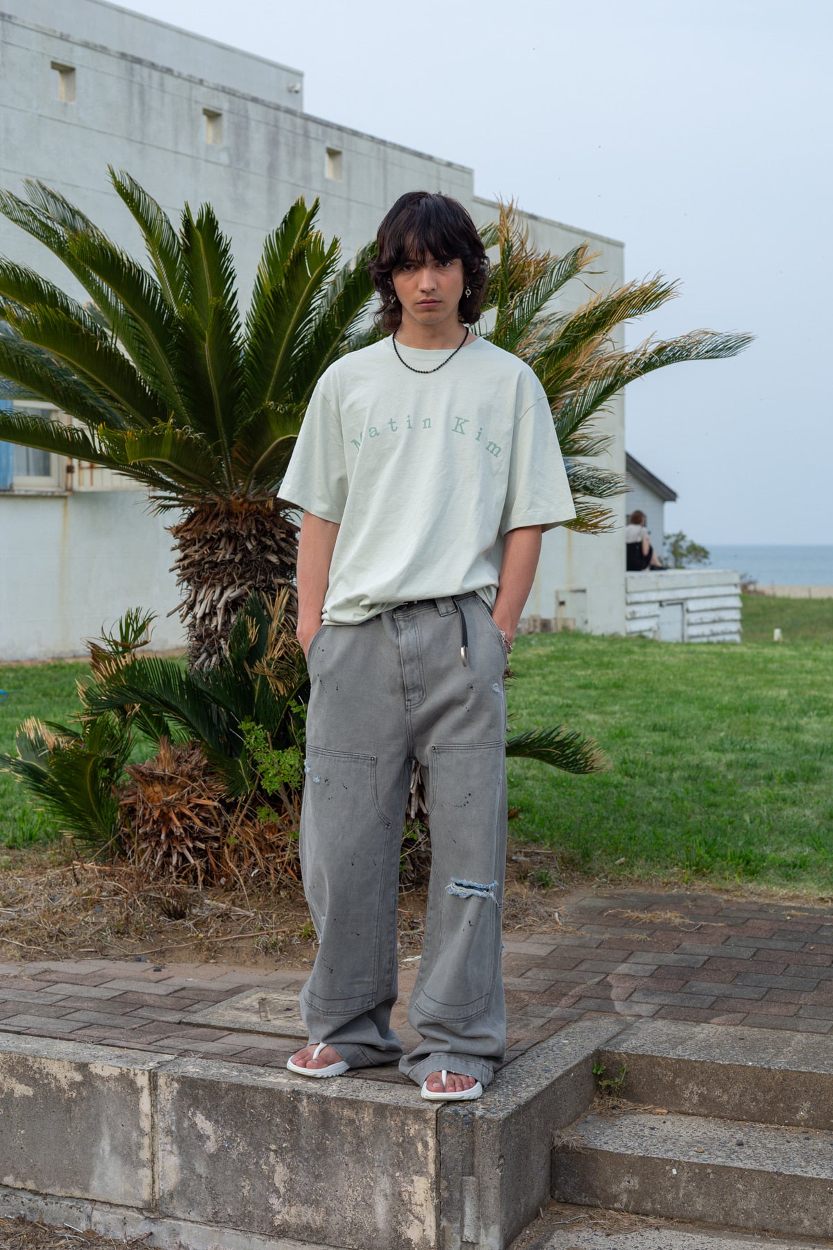 Matinkim Minimal Arch Logo Top For Men IN Mint