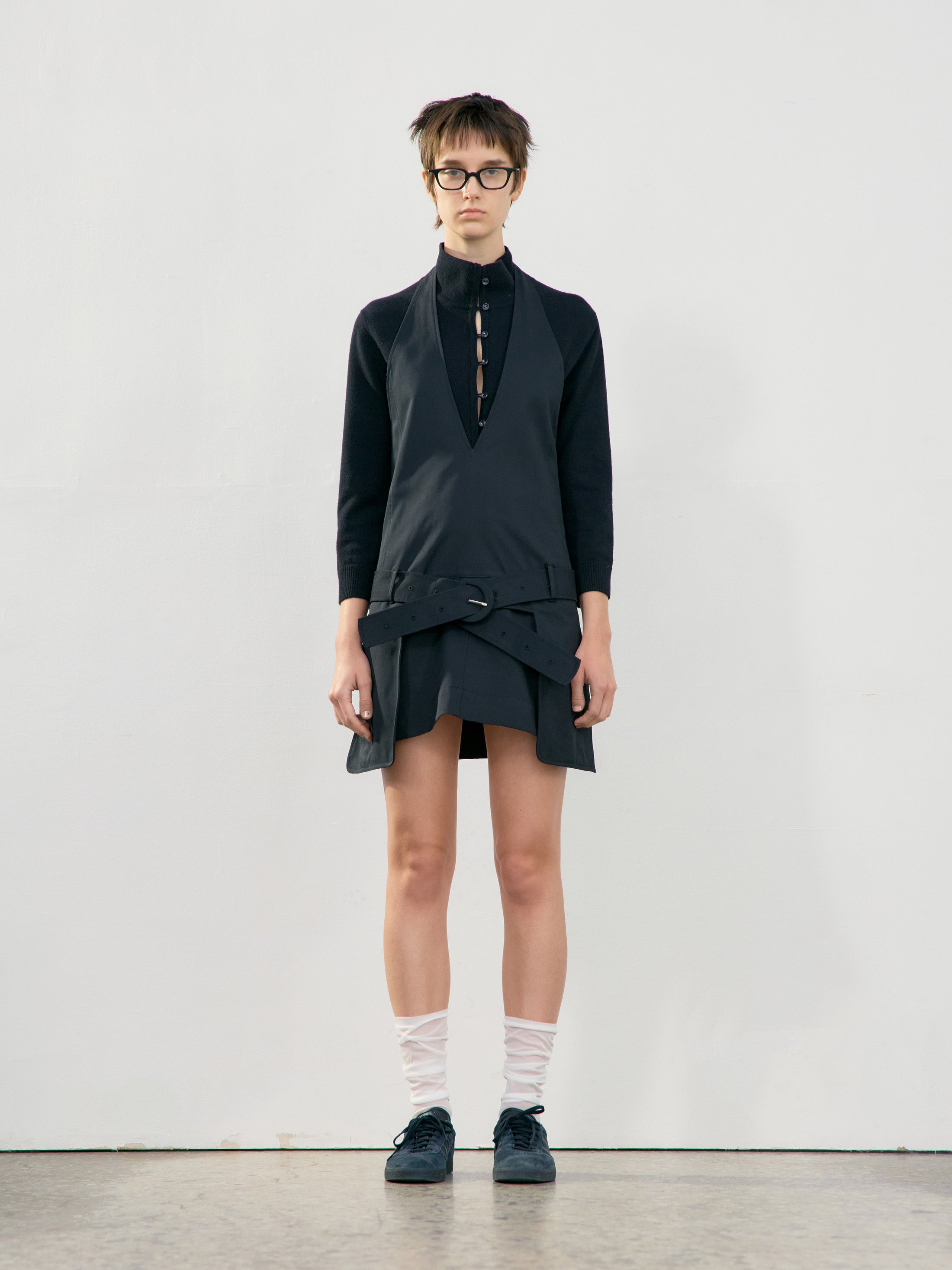 Low Classic Halter Mini Dress in Black, showcasing modern Korean designer fashion.