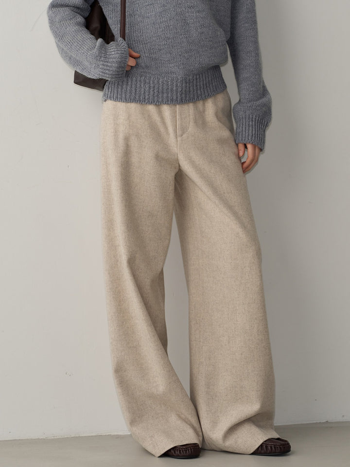 Facade Pattern Relaxed Wool Pants oatmeal