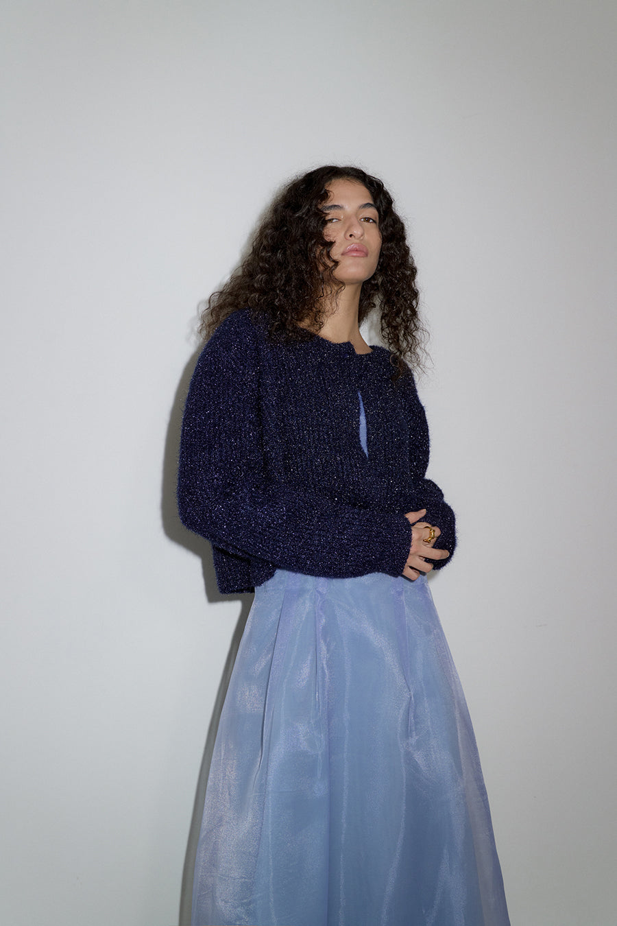 Overdueflair Glitter Cardigan Navy