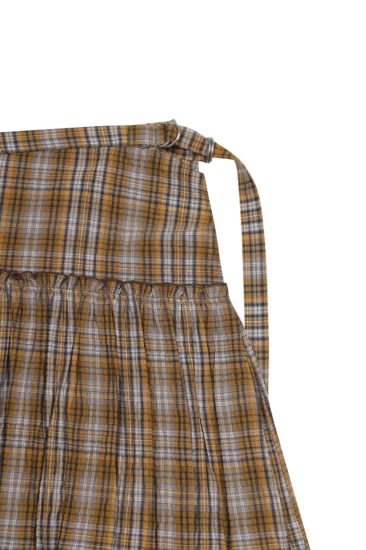 [matinkim] CHECK LAYERED SKIRT IN ORANGE