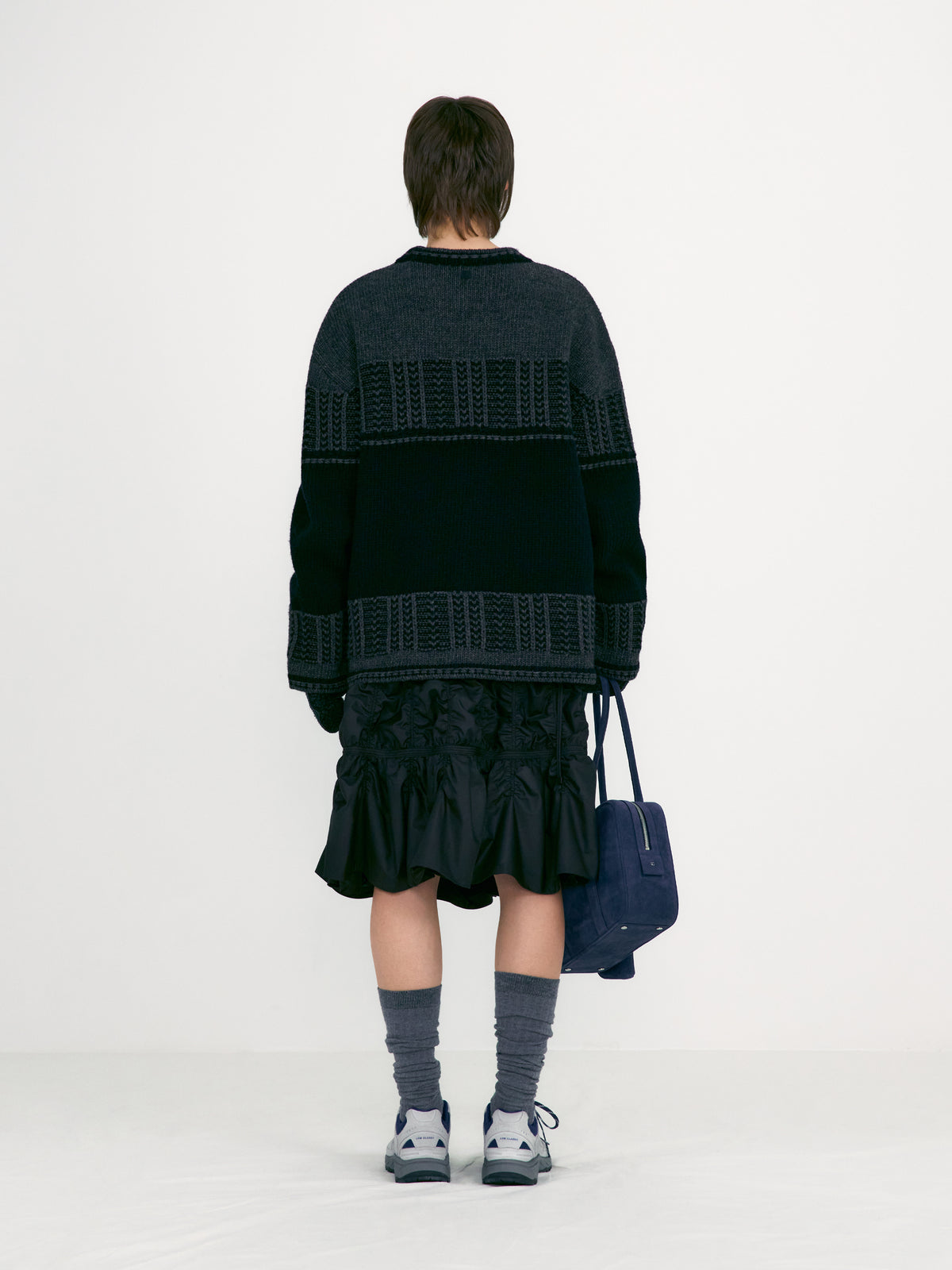 Low Classic Jacquard Knit Sweater Charcoal