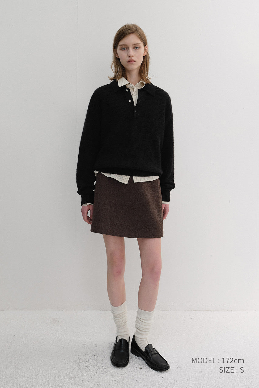 Dunst Unisex Hairy Collared Sweater Black