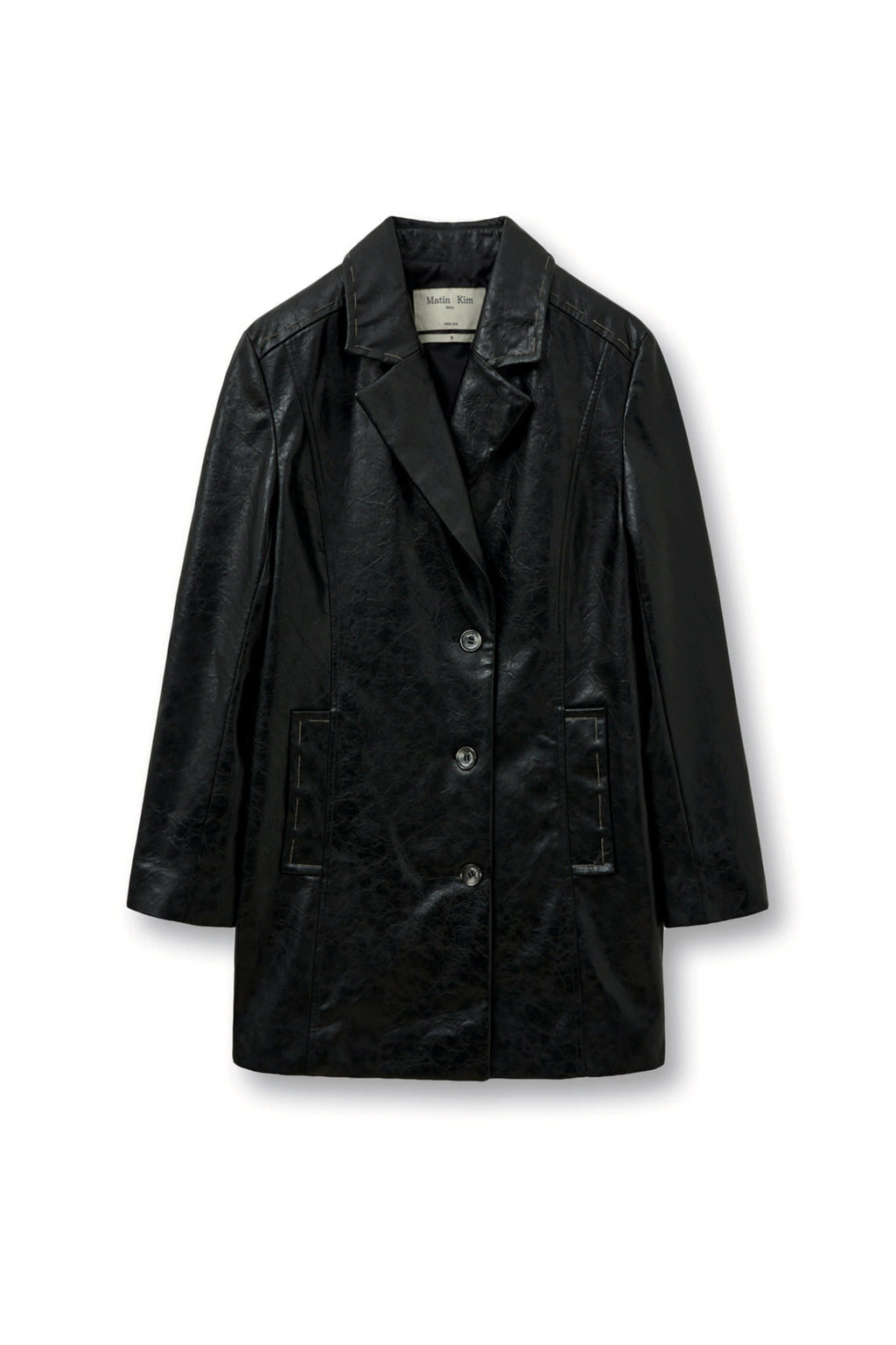 Matinkim Faux Leather Half Double Jacket IN Black