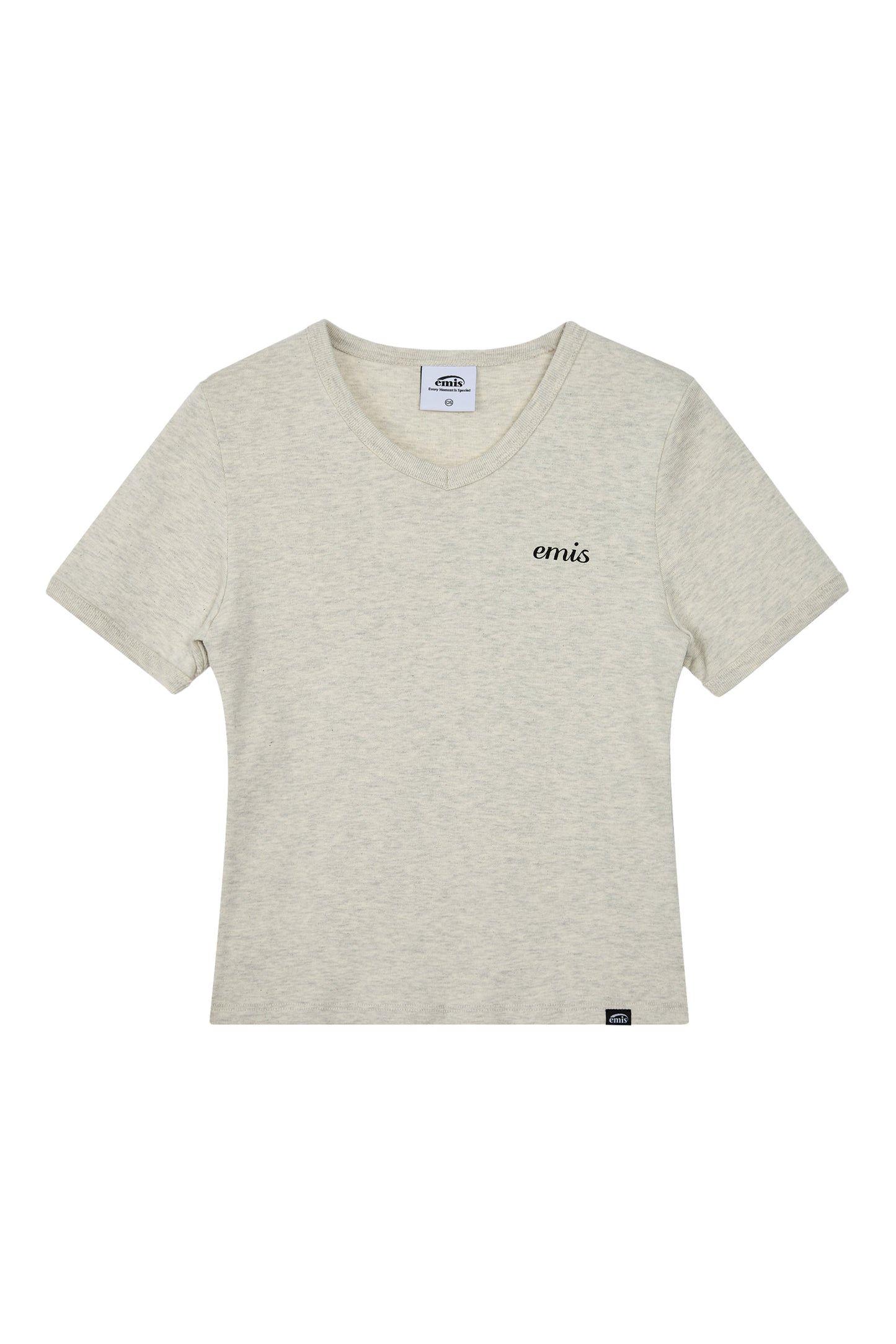 (WOMENS) RIBBED RINGER T-SHIRT-OATMEAL MELANGE