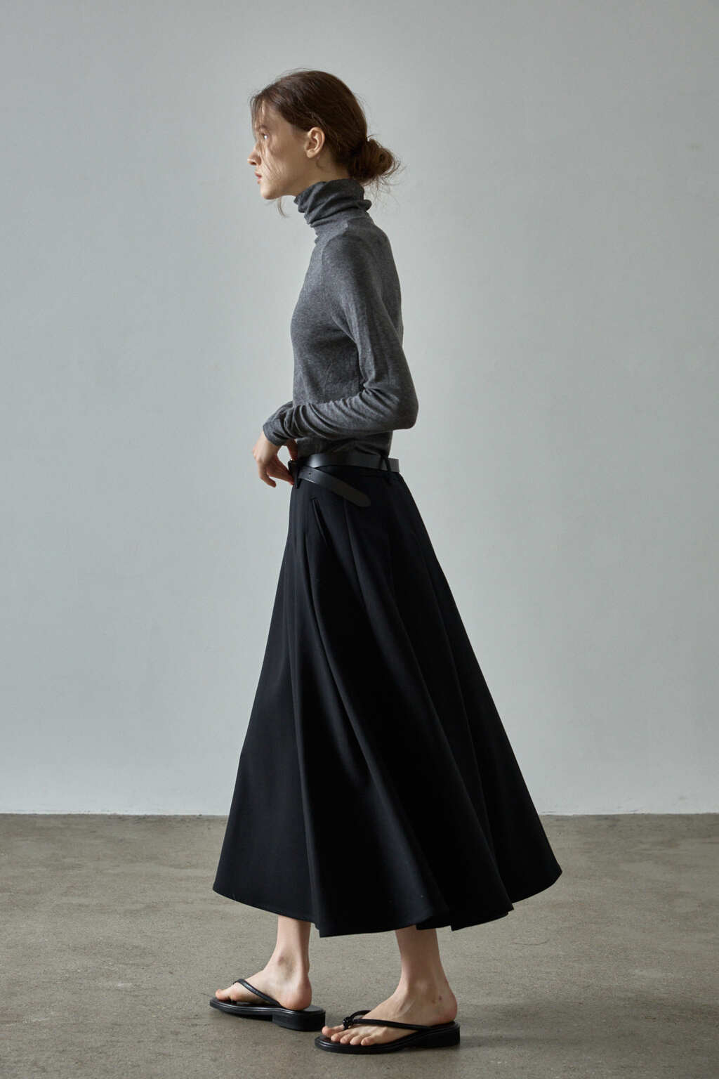 Facade Pattern Tailored Flare Skirt black
