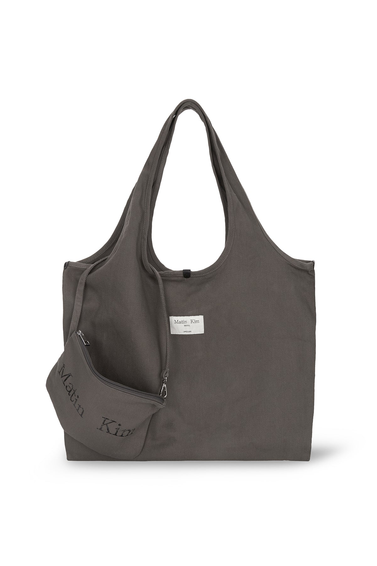 [matinkim] MATIN CRACKED LOGO ECOBAG IN CHARCOAL