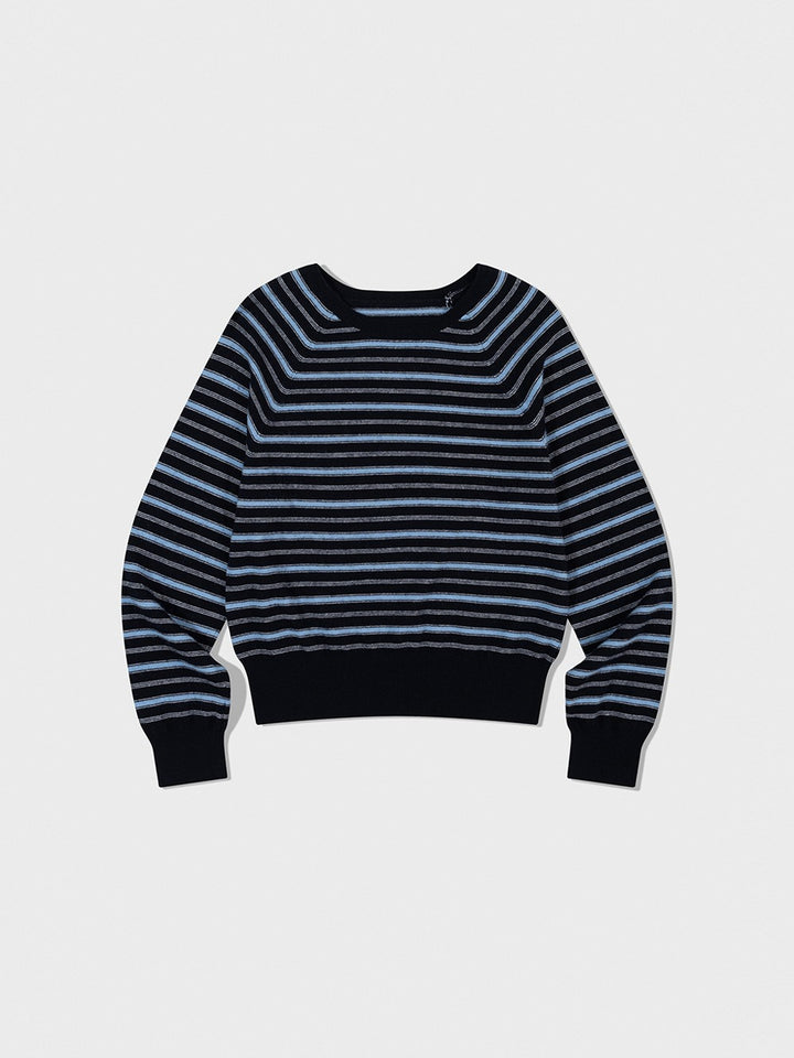 Low Classic Merino Cashmere Striped Sweater Navy