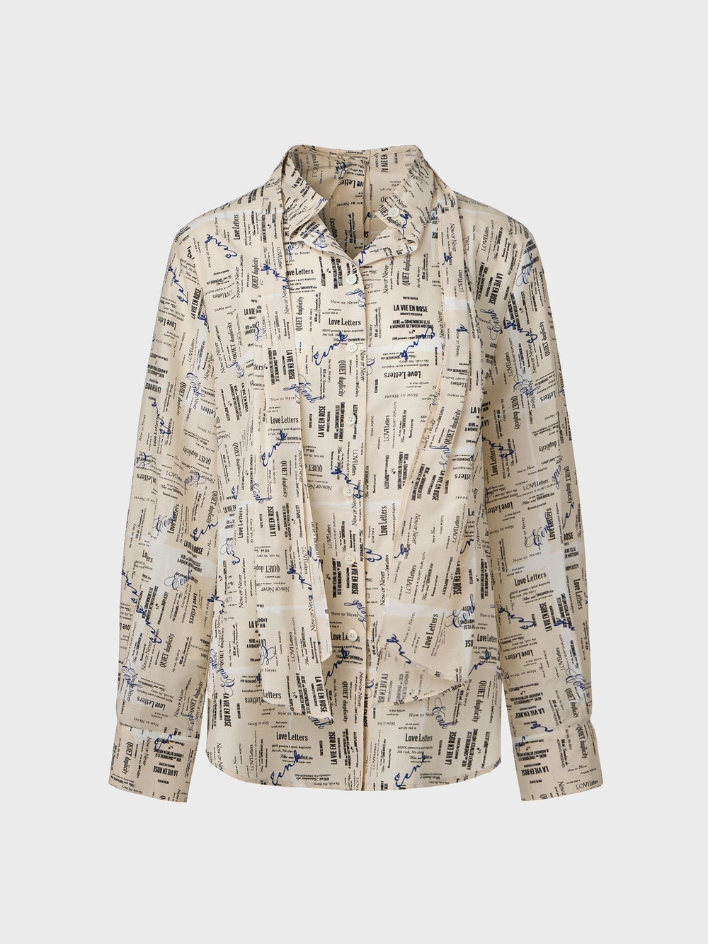 EENK Lettering Print Button-Up Shirt - Ivory