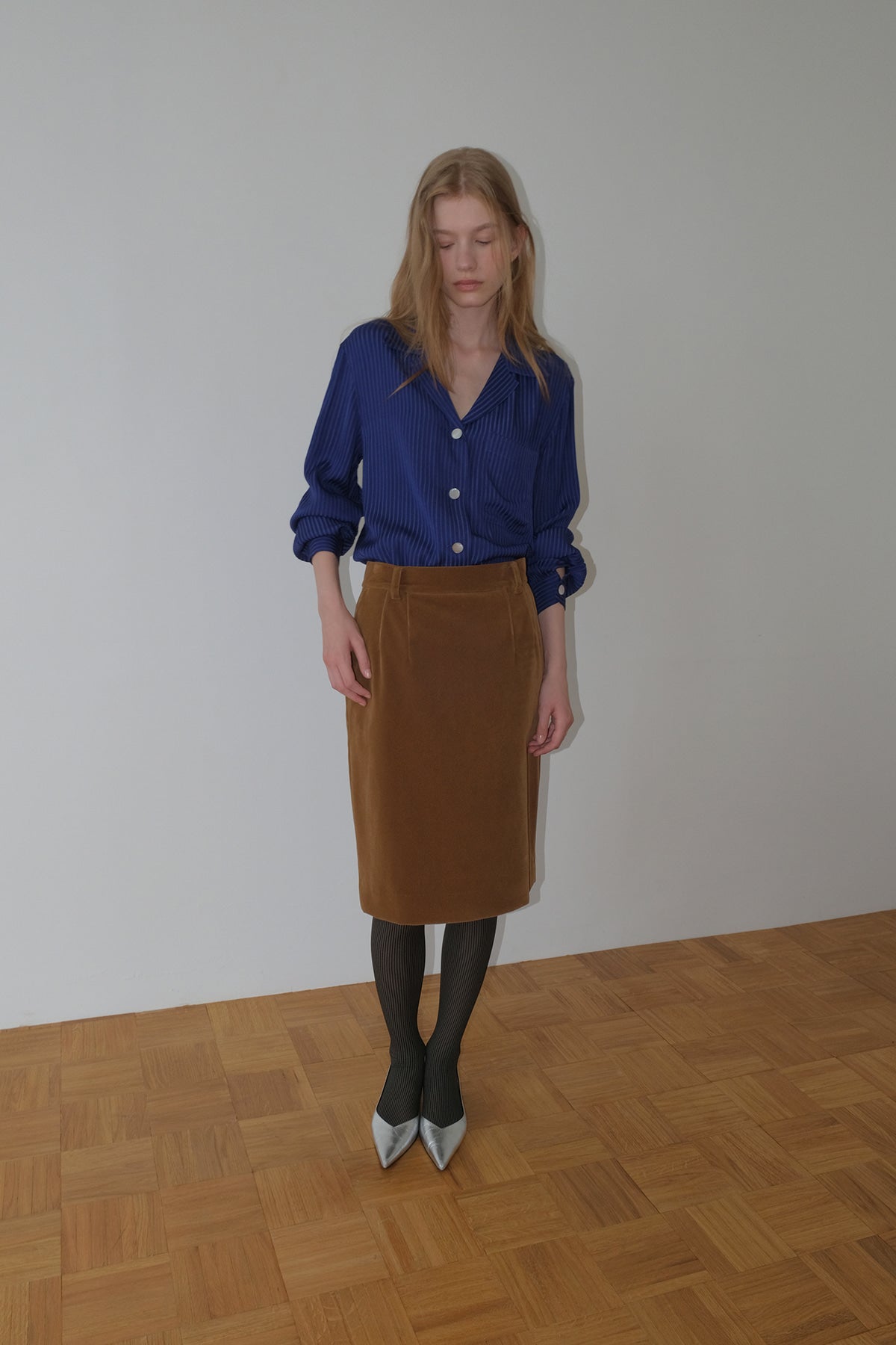 Overdueflair Smooth Tailored Silky Blouse Royal Blue