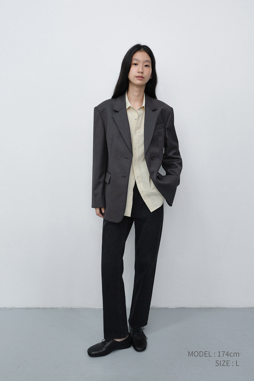 Dunst Essential 2 Button Wool Blazer Charcoal Grey