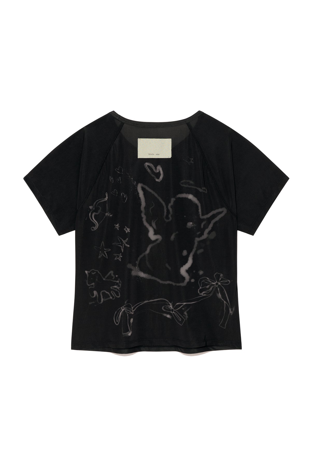 Matinkim See Through Printing Top IN Black