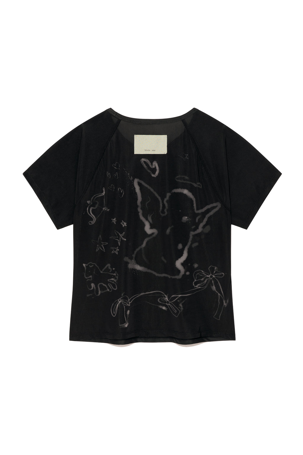Matinkim See Through Printing Top IN Black