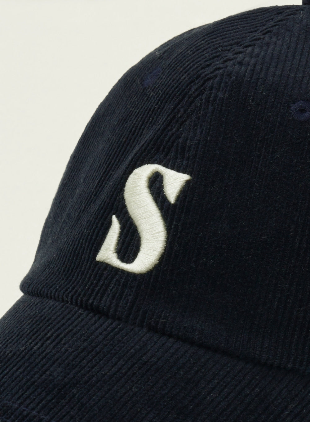 [satur] Small S logo Corduroy Ball Cap - Navy
