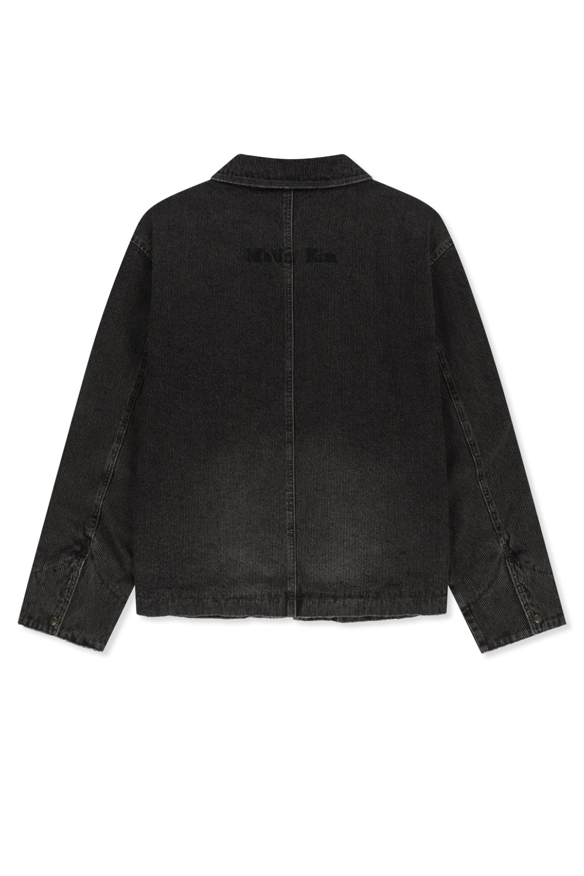 Matinkim Washed Rib Denim Zip UP Jumper For Men IN Dark Grey