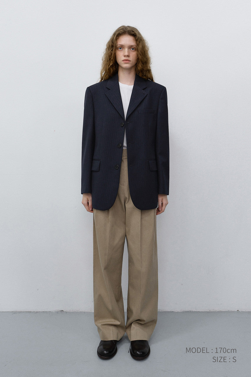 Dunst Unisex Classic 3 Button Wool Blazer Navy Stripe