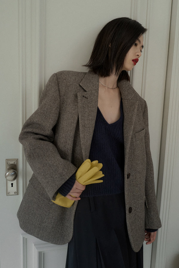 Overdueflair Classic Herringbone Leather Jacket