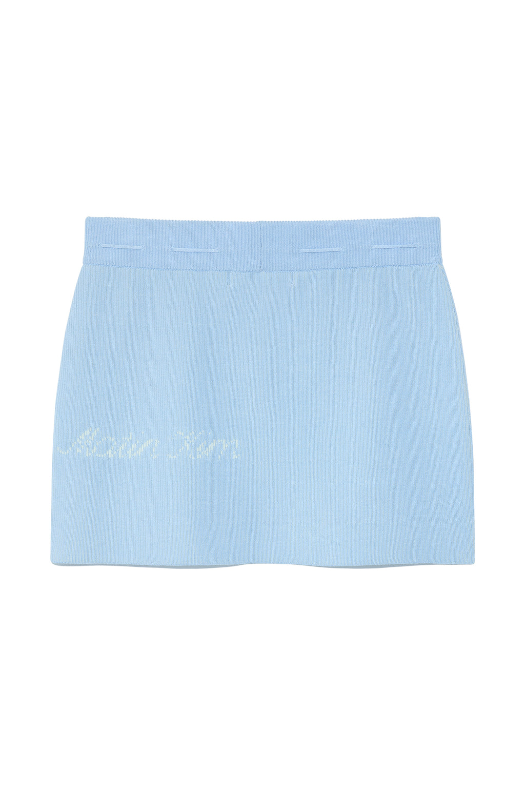 [matinkim] TWO TONE BANDING KNIT MINI SKIRT IN BLUE