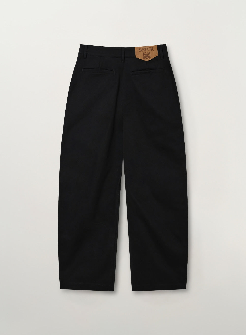 [SATUR] Cotton Curved Pants - Black
