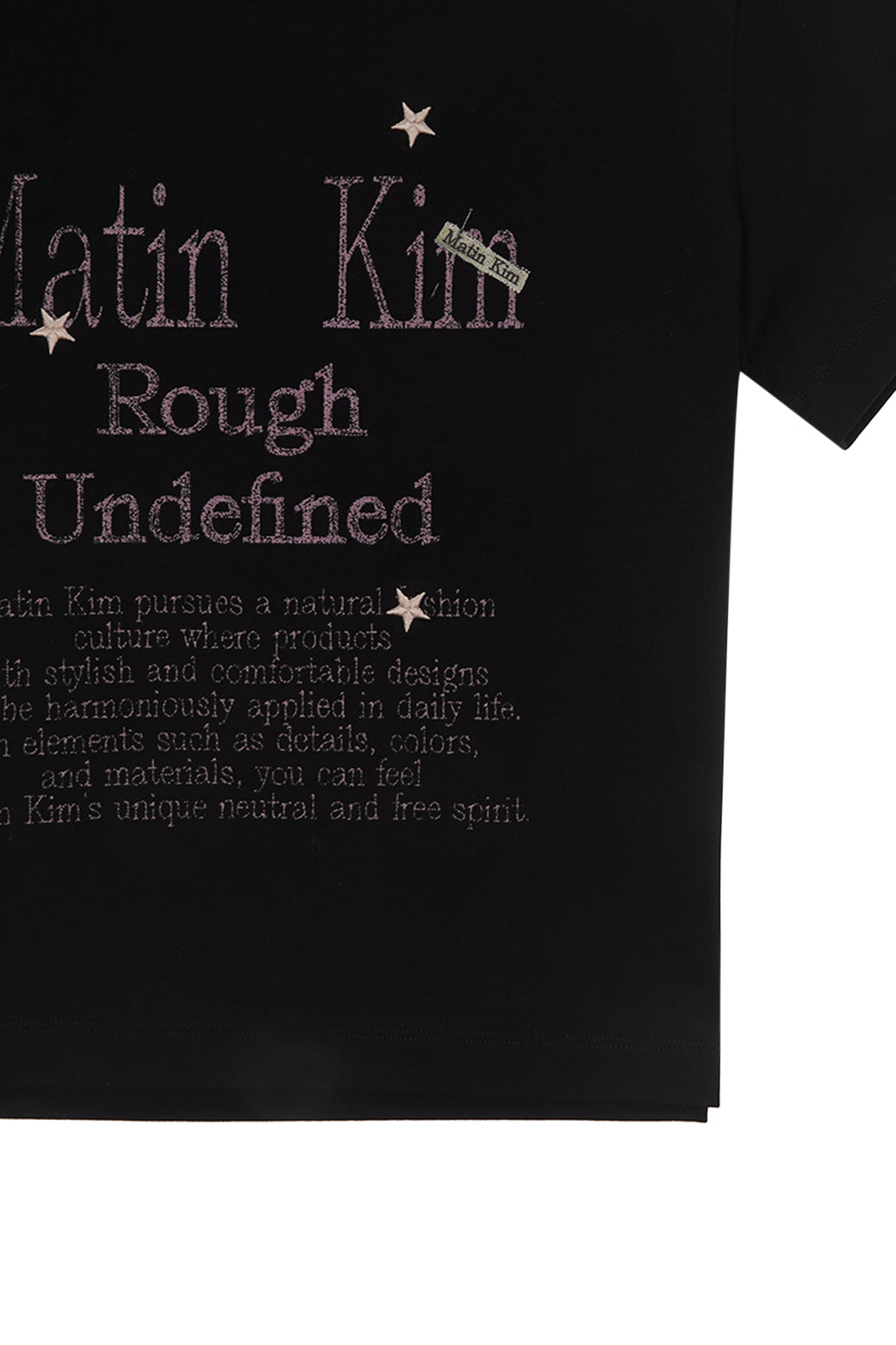 [matinkim] DAZZLE LETTERING CROP TOP IN BLACK