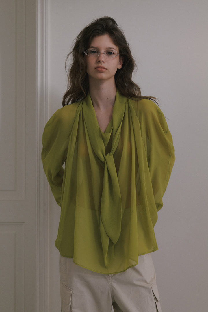 Overdueflair Cowl Tie Blouse Brat Green