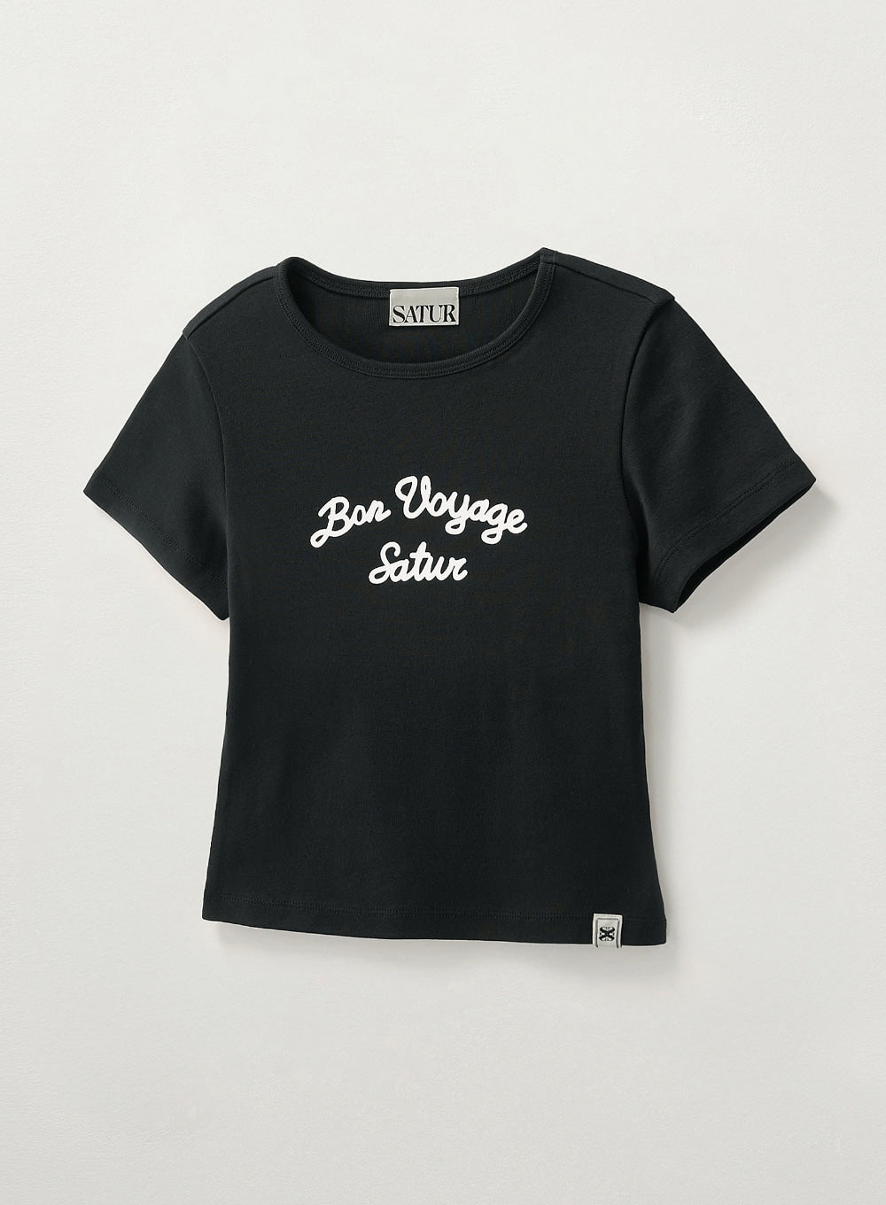 [satur] (W) Bon Voyage Slim Fit Crop T-Shirt - Black