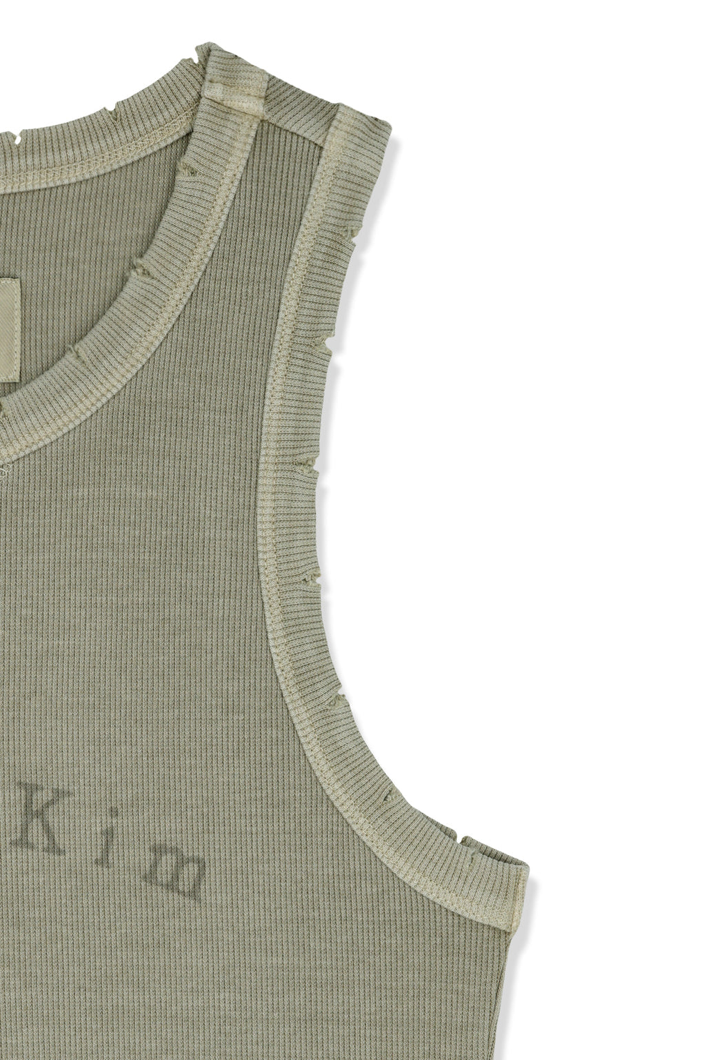 Matinkim Distressed Sleeveless Logo Top IN Beige