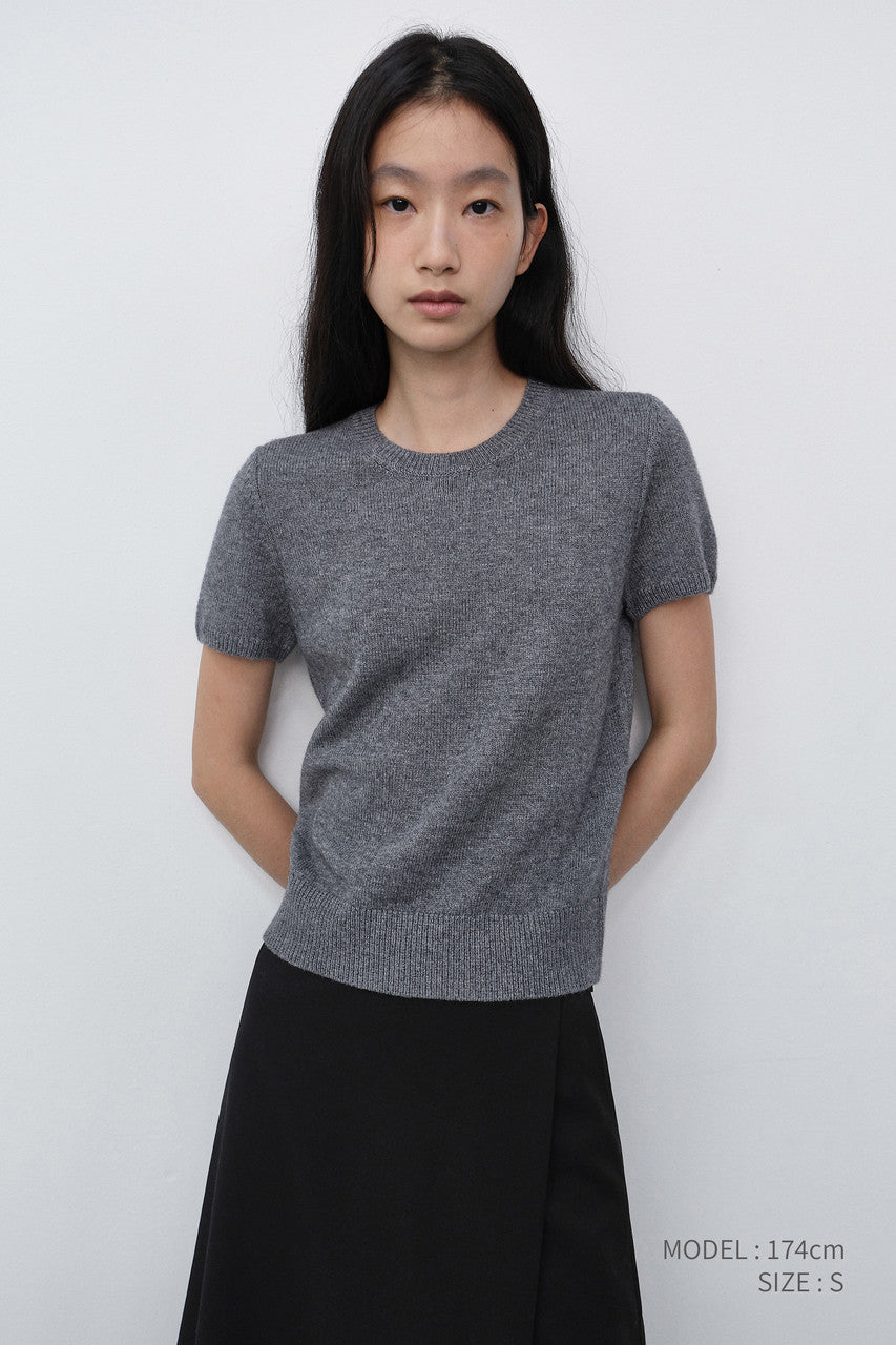 Dunst Half Sleeve Knit Top Melange Grey