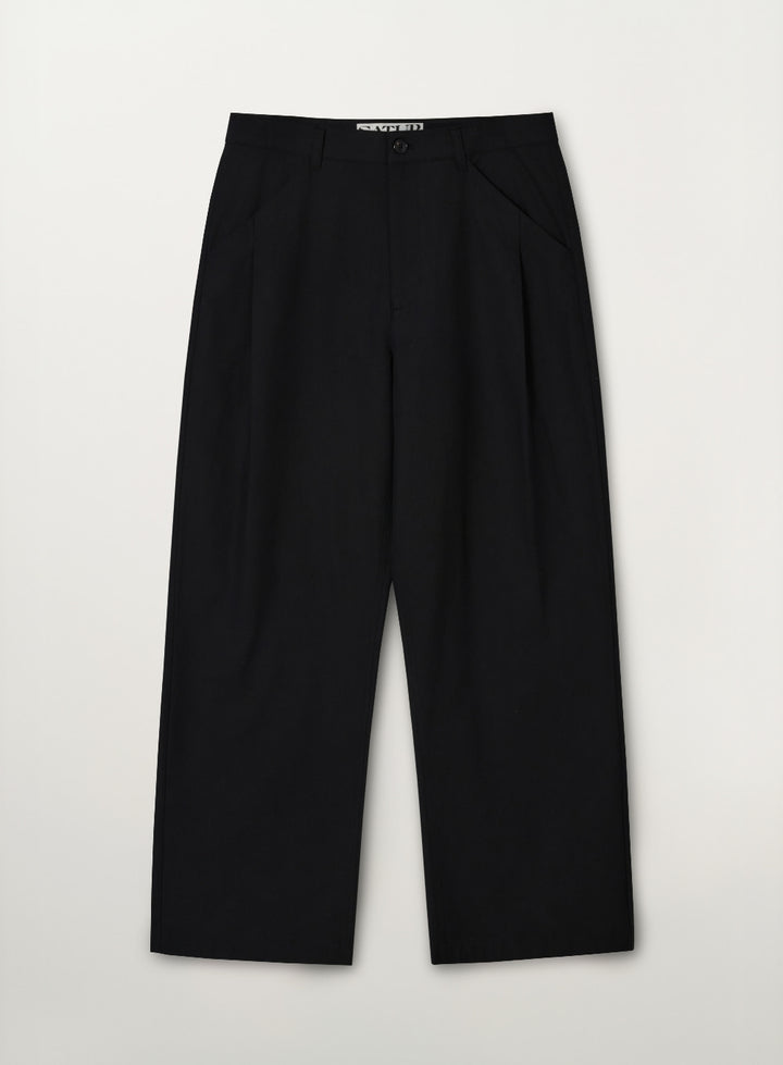 Satur Relaxed Cotton Blend Pants - Black