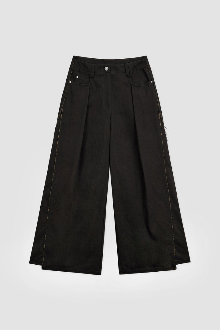 Matinkim Cutting Detail Wide Cotton Pants IN Black