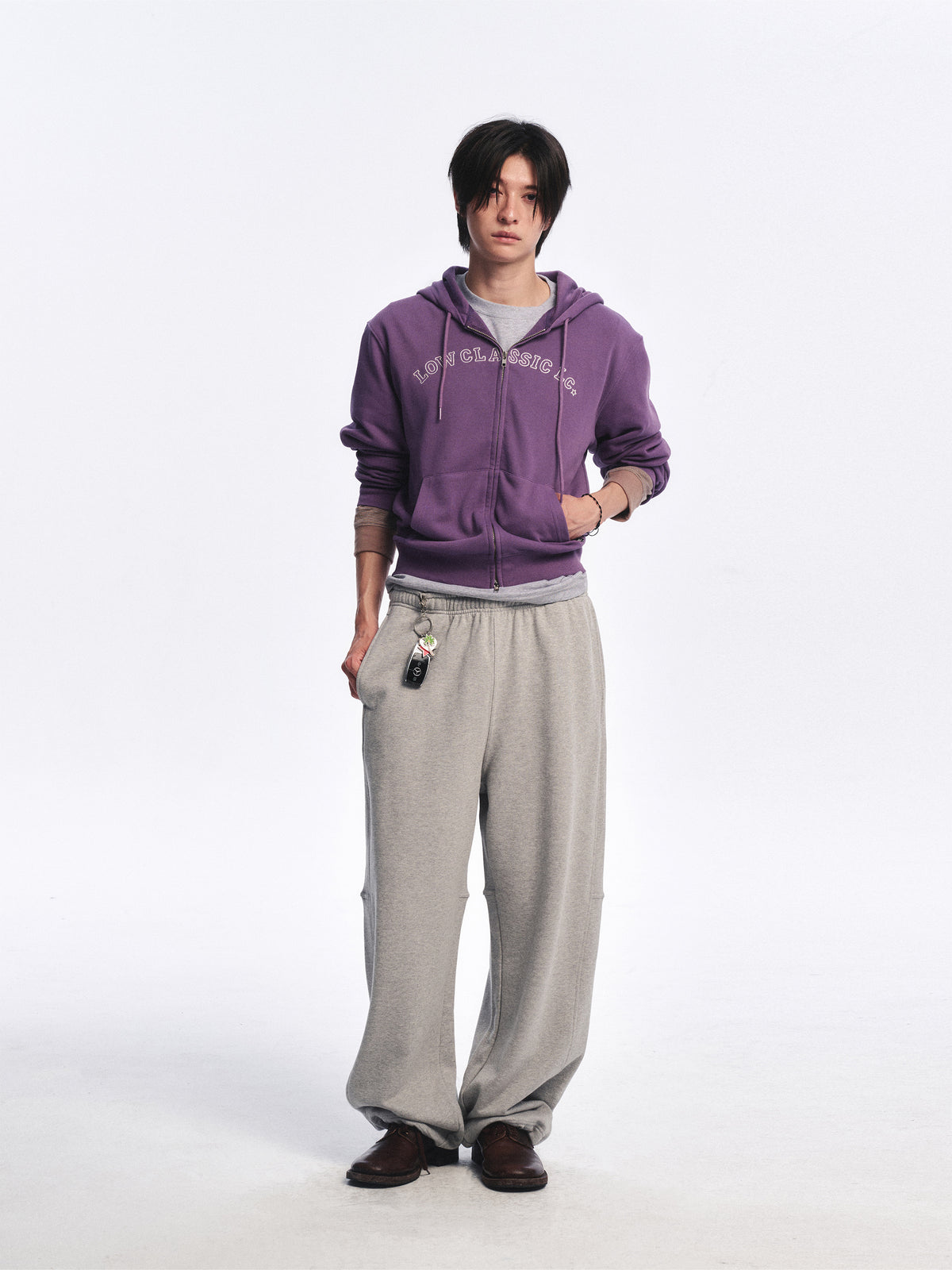 Low Classic Lc Regular Zip-Up Hoodie Purple