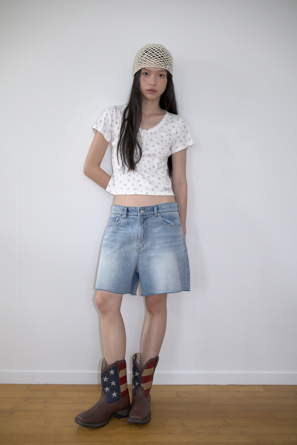 Overdueflair Button Eyelet T-Shirt Floral