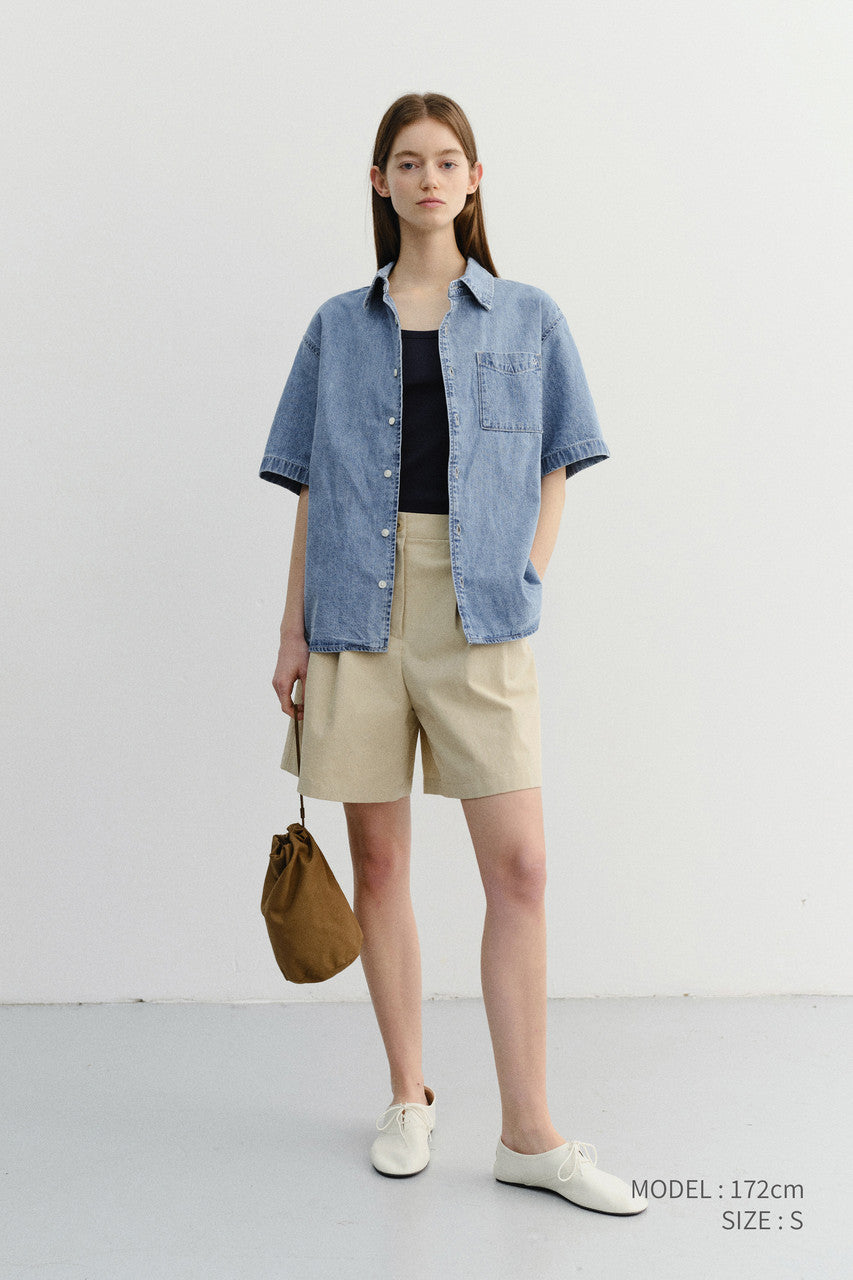 Dunst Unisex Linen Denim Shirt Light Blue