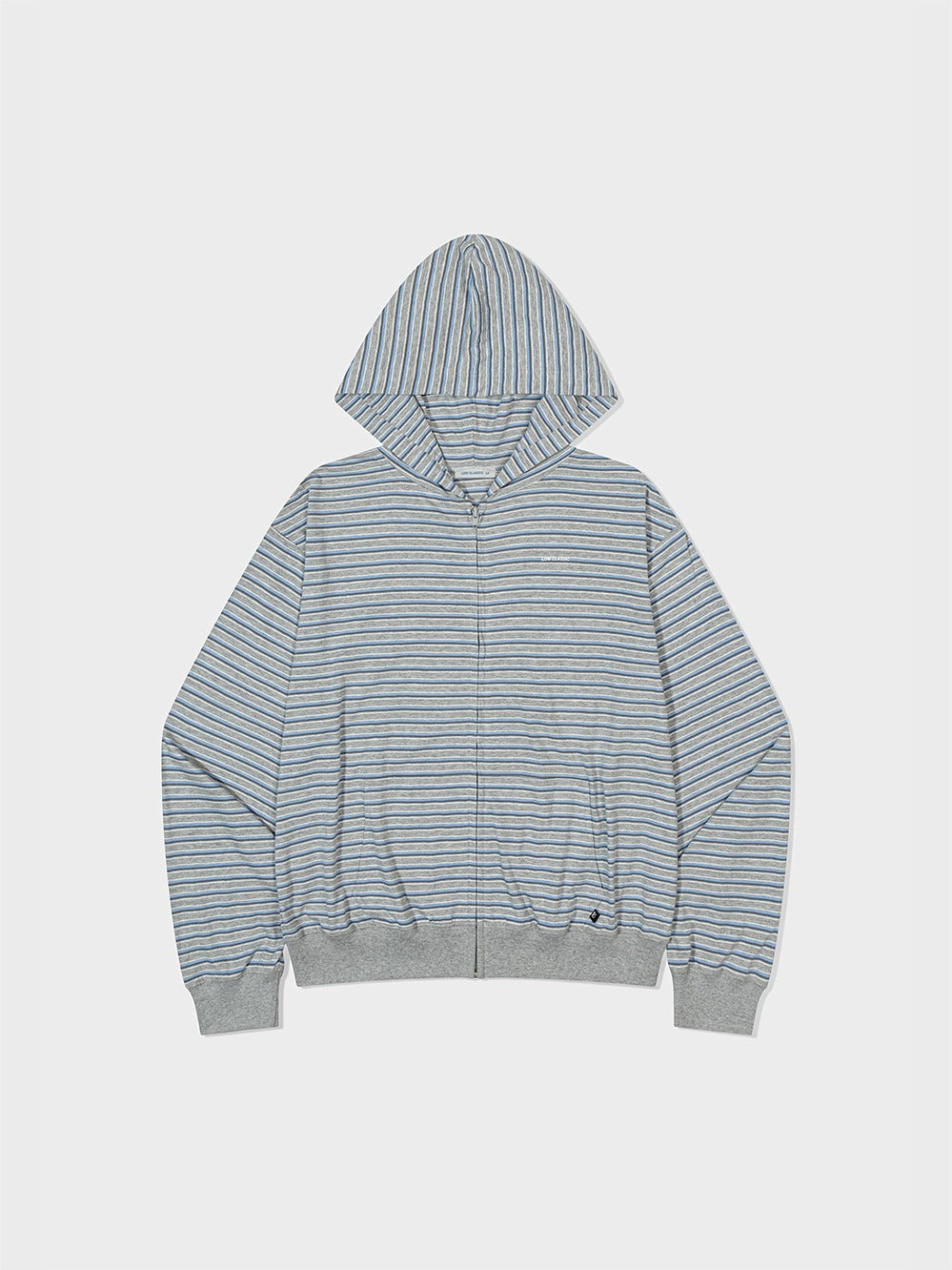 Low Classic Lc Striped Zip-Up Hoodie Grey Stripe