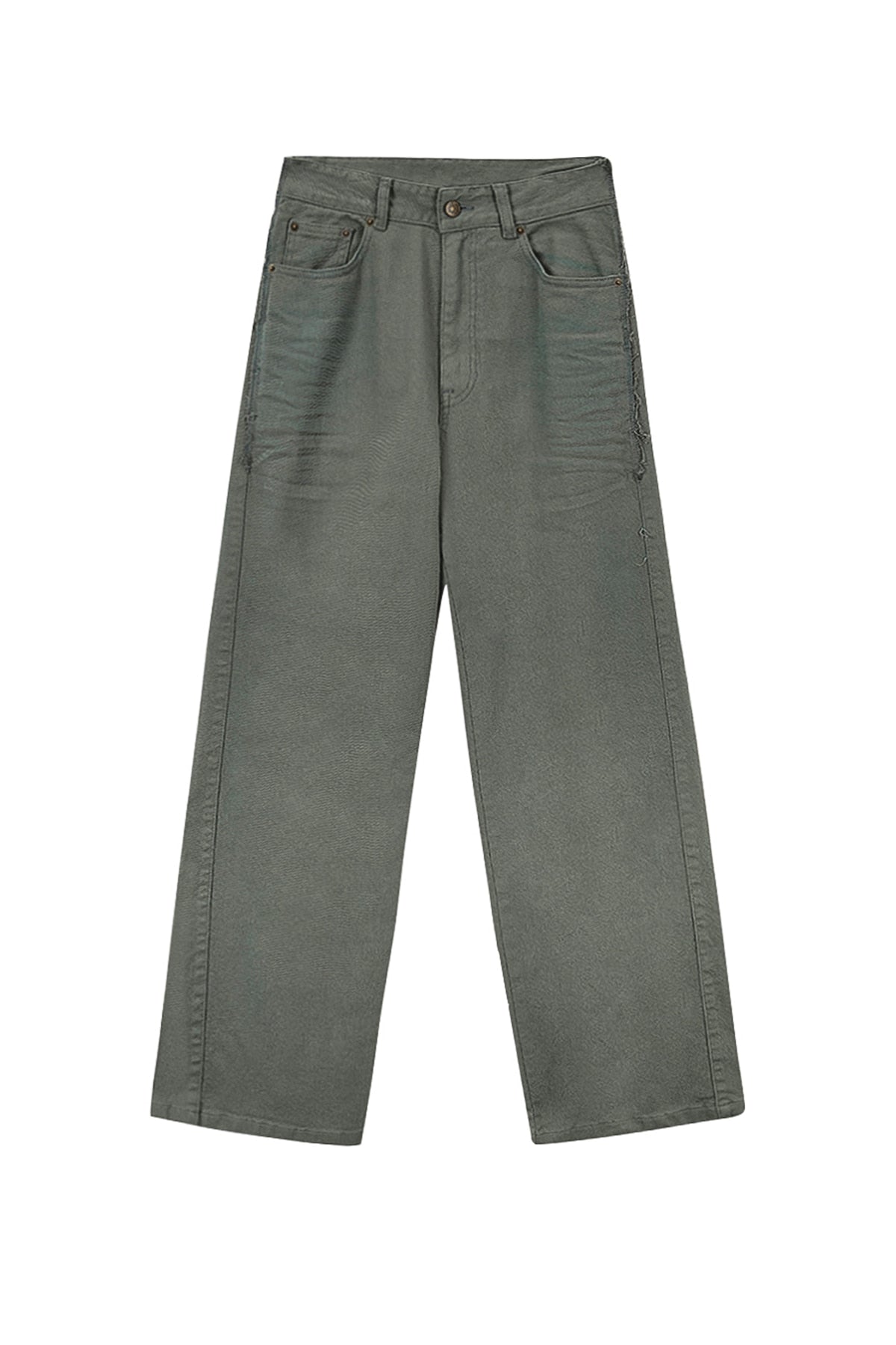 Matinkim Color Point Washed Denim Pants IN Khaki