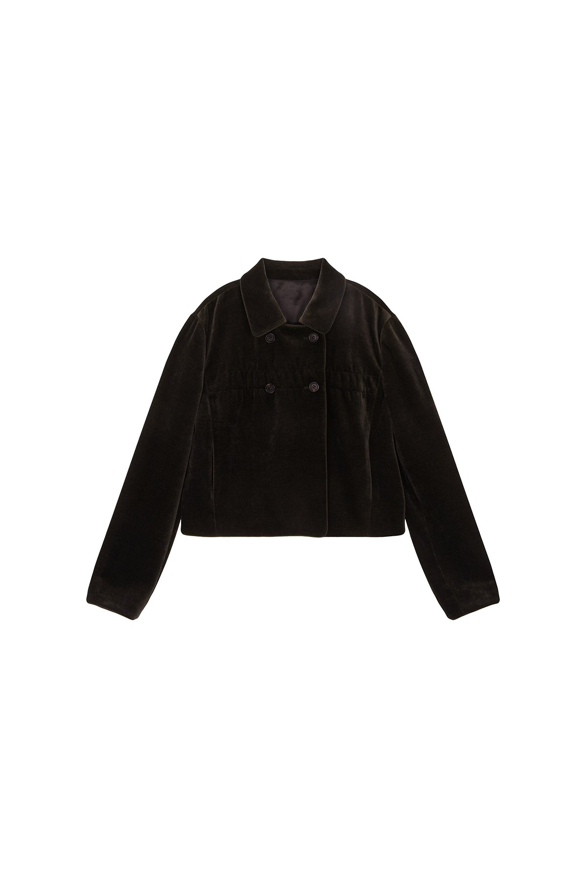 Matinkim Velvet Double Crop Jacket IN Khaki Brown