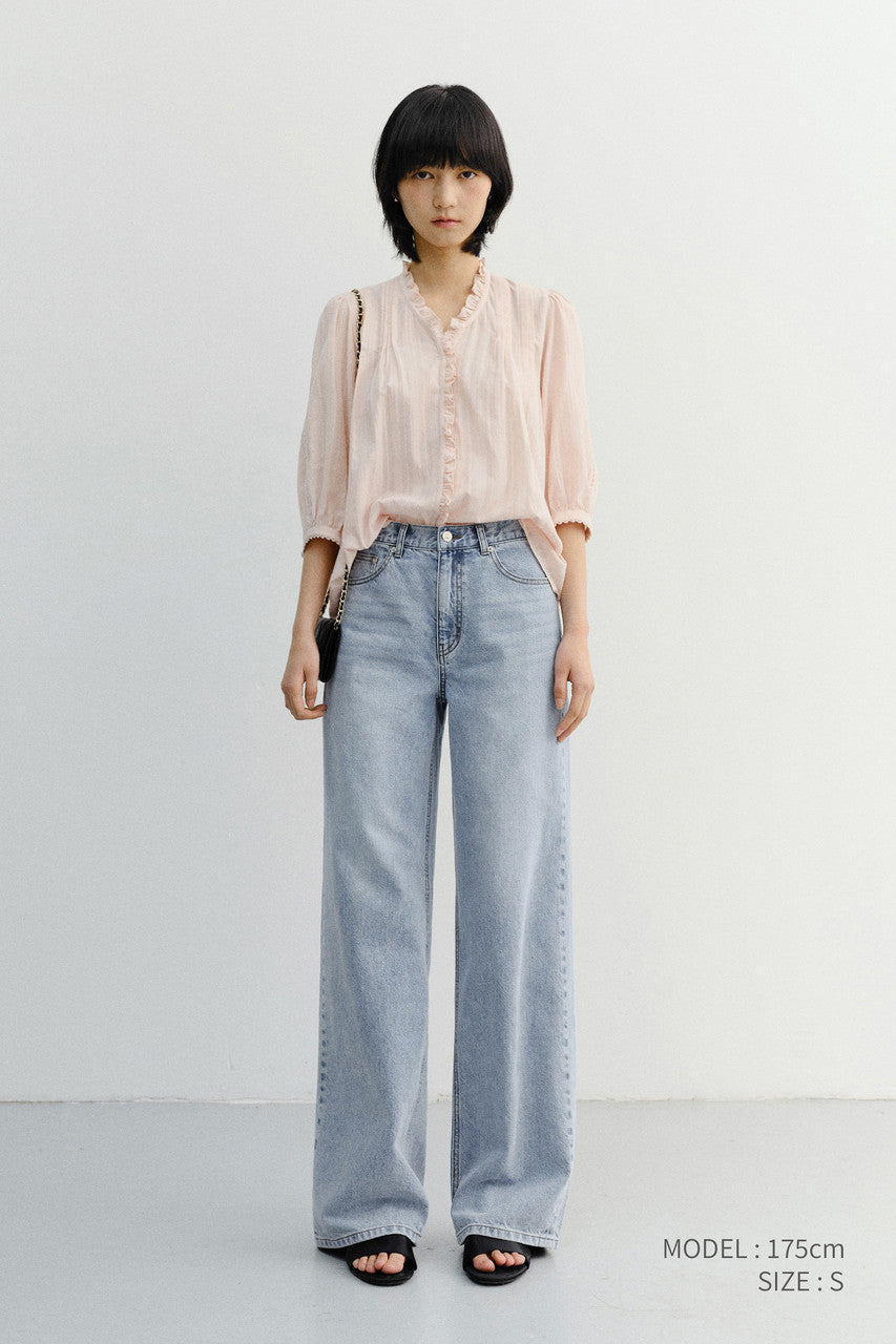 Dunst Jane Frill Blouse Soft Pink