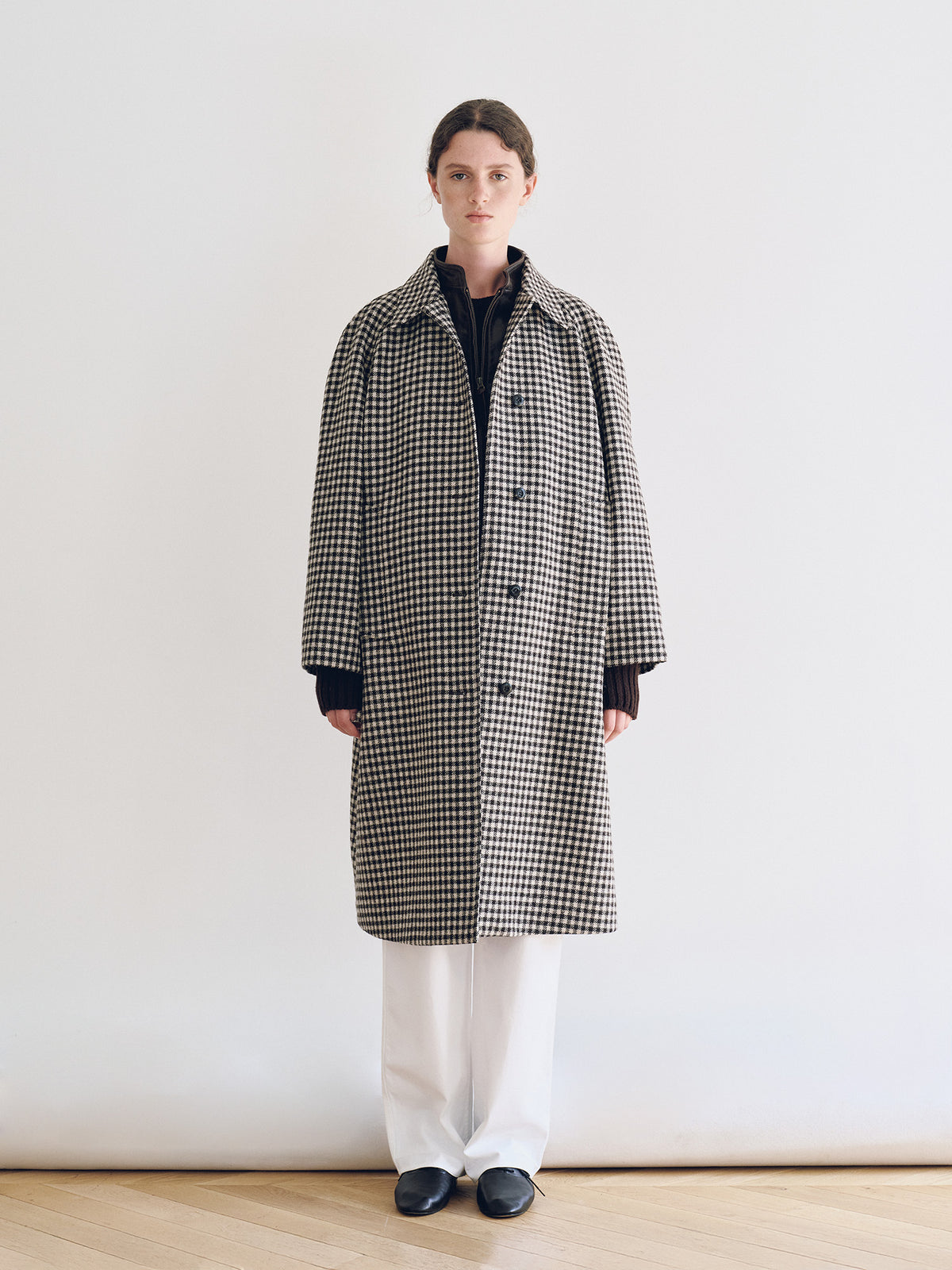 Nothing Written Bébé check balmacaan coat (Brown check)